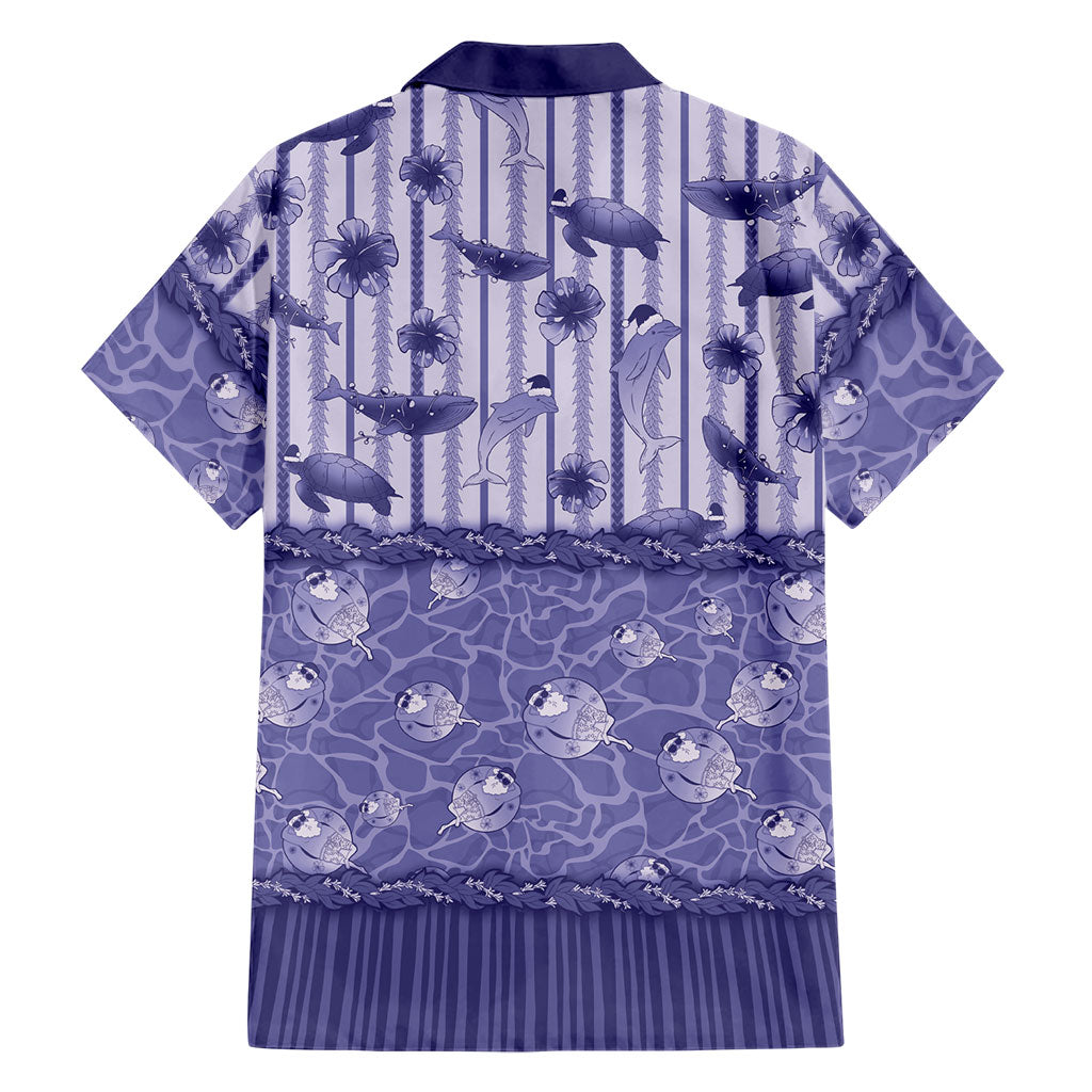 Hawaii Christmas In July Family Matching Off Shoulder Short Dress and Hawaiian Shirt Amethyst Purple Mele Kalikimaka Sea Animals DT05 - Polynesian Pride