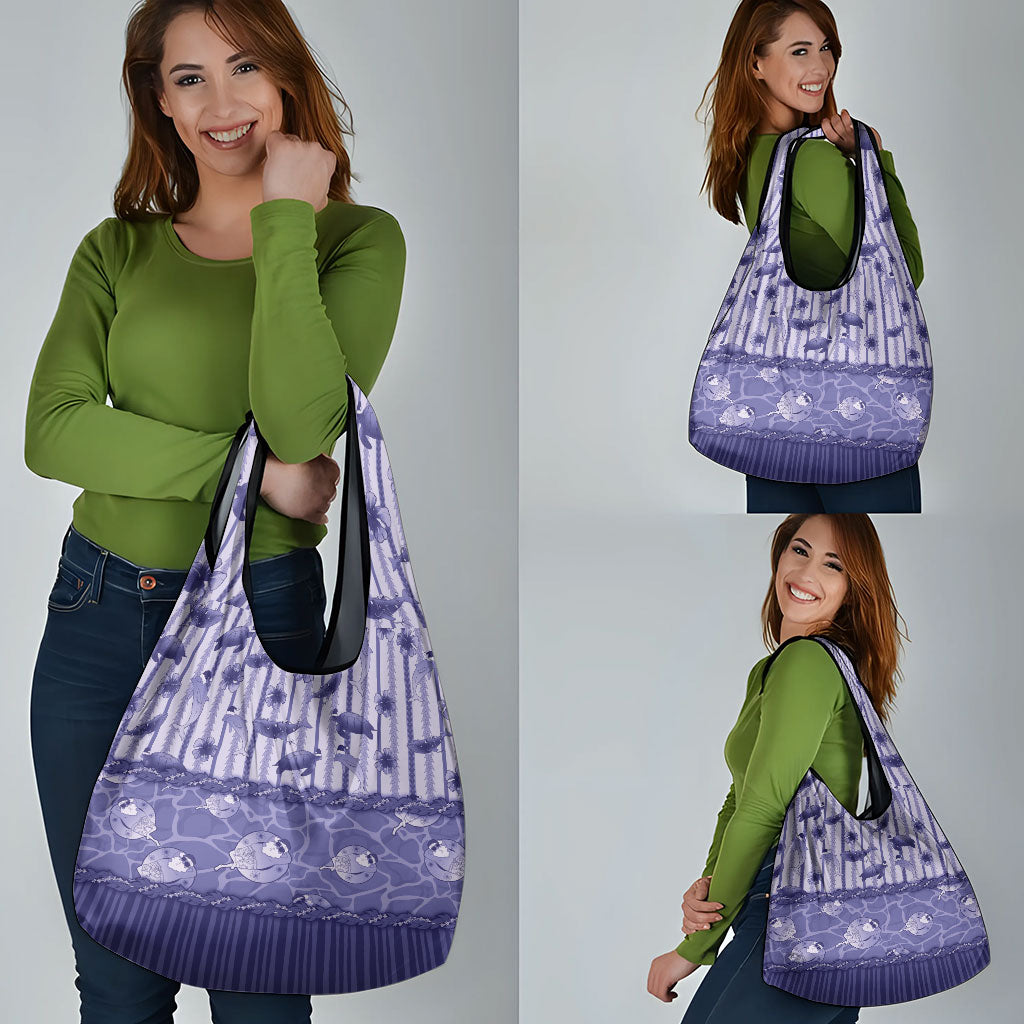 Hawaii Christmas In July Grocery Bag Amethyst Purple Mele Kalikimaka Sea Animals DT05 - Polynesian Pride