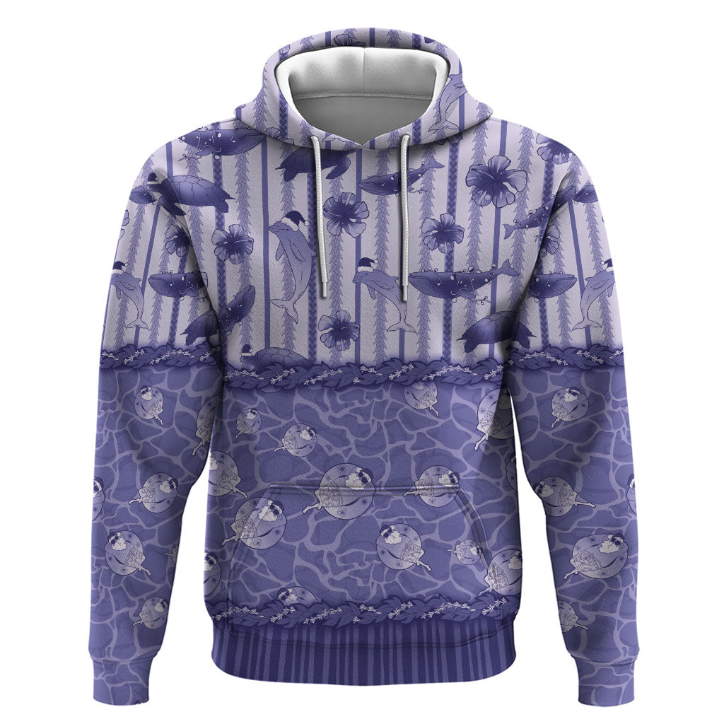 Hawaii Christmas In July Hoodie Amethyst Purple Mele Kalikimaka Sea Animals DT05 Pullover Hoodie Purple - Polynesian Pride