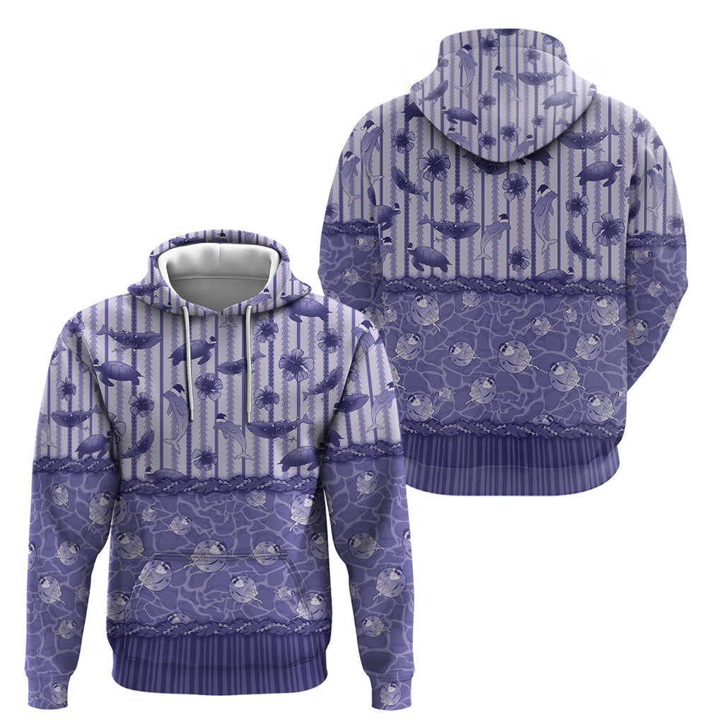 Hawaii Christmas In July Hoodie Amethyst Purple Mele Kalikimaka Sea Animals DT05 - Polynesian Pride