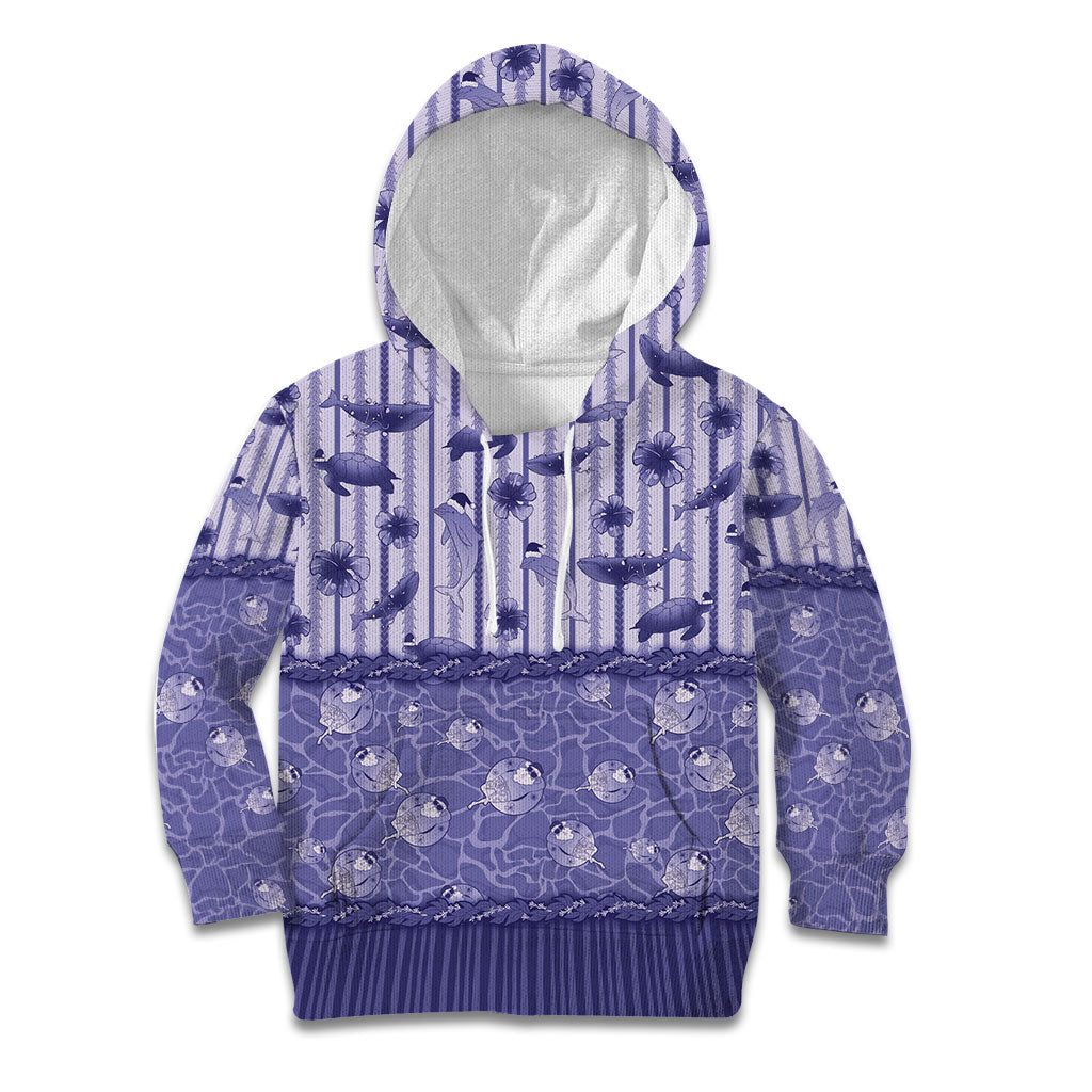 Hawaii Christmas In July Kid Hoodie Amethyst Purple Mele Kalikimaka Sea Animals DT05 Hoodie Purple - Polynesian Pride