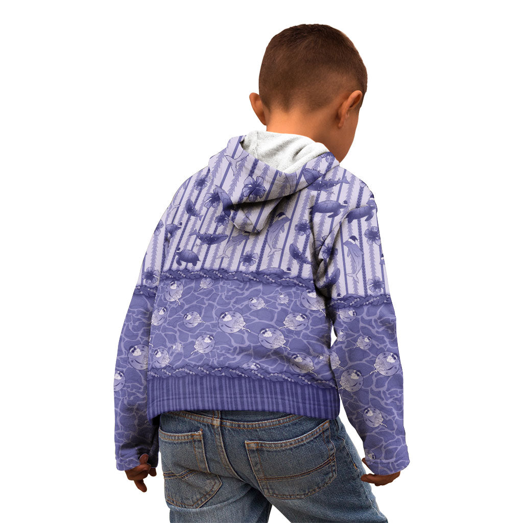 Hawaii Christmas In July Kid Hoodie Amethyst Purple Mele Kalikimaka Sea Animals DT05 - Polynesian Pride
