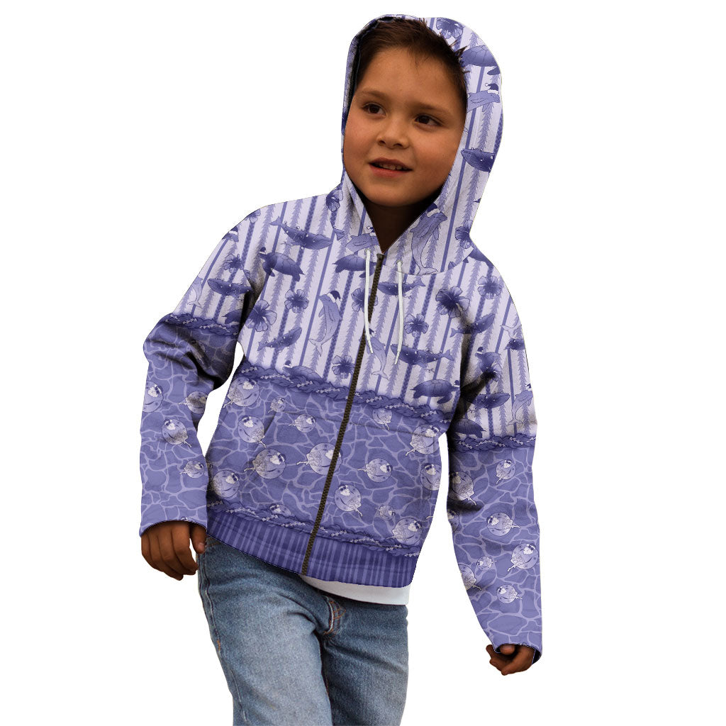 Hawaii Christmas In July Kid Hoodie Amethyst Purple Mele Kalikimaka Sea Animals DT05 - Polynesian Pride