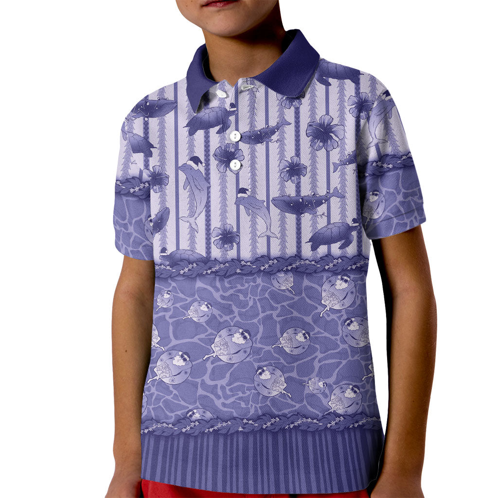 Hawaii Christmas In July Kid Polo Shirt Amethyst Purple Mele Kalikimaka Sea Animals DT05 Kid Purple - Polynesian Pride