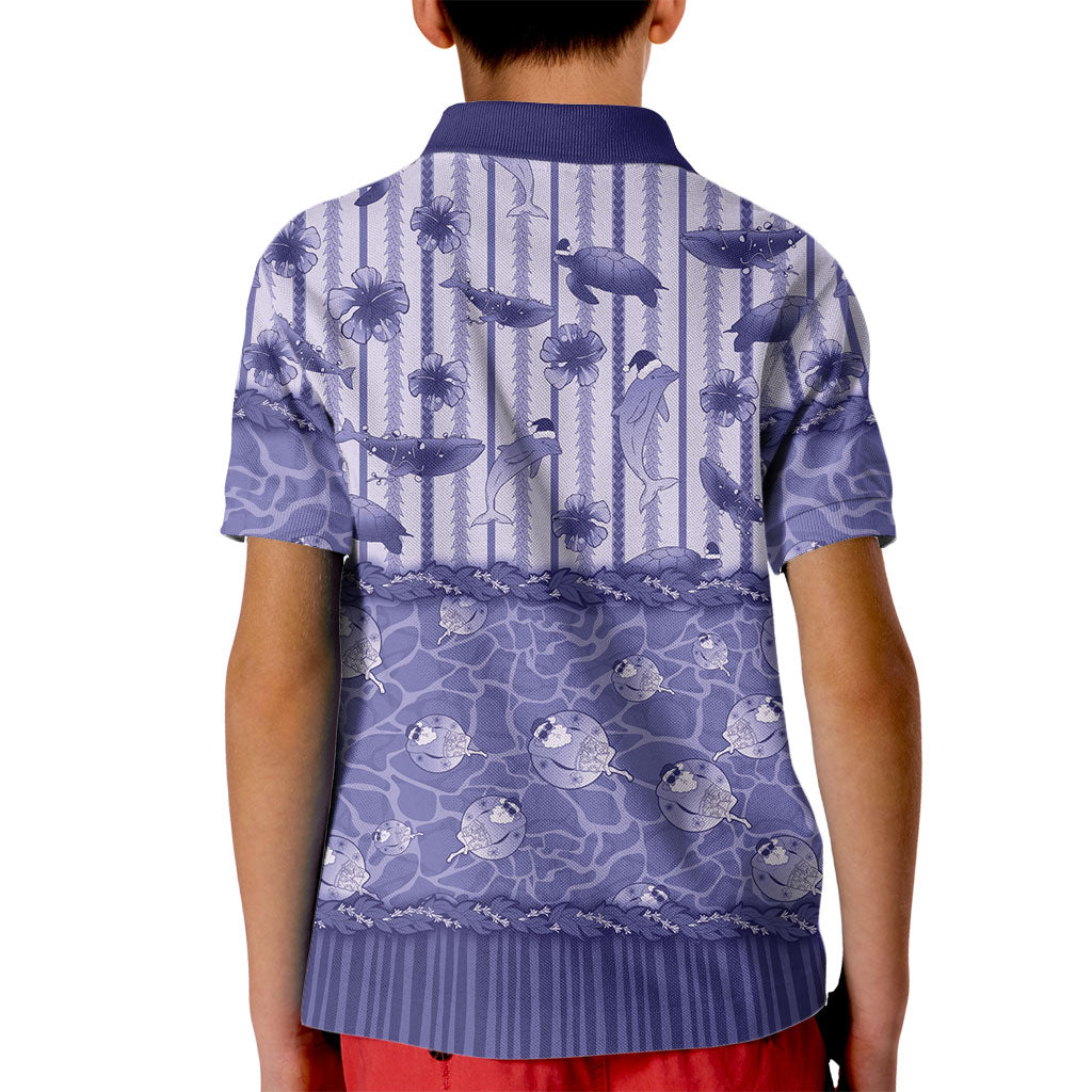 Hawaii Christmas In July Kid Polo Shirt Amethyst Purple Mele Kalikimaka Sea Animals DT05 - Polynesian Pride