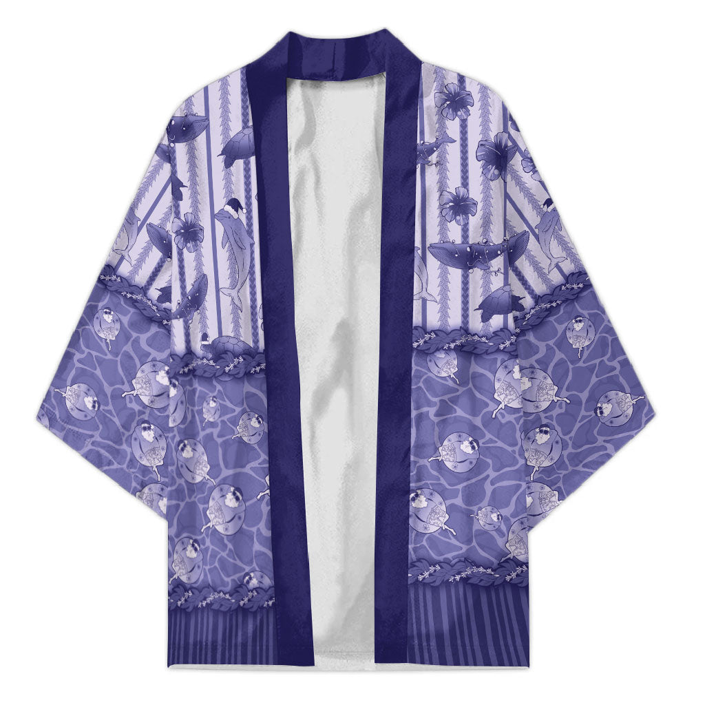 Hawaii Christmas In July Kimono Amethyst Purple Mele Kalikimaka Sea Animals DT05 Unisex Purple - Polynesian Pride