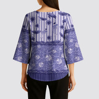 Hawaii Christmas In July Kimono Sleeve Blouse Amethyst Purple Mele Kalikimaka Sea Animals DT05 - Polynesian Pride