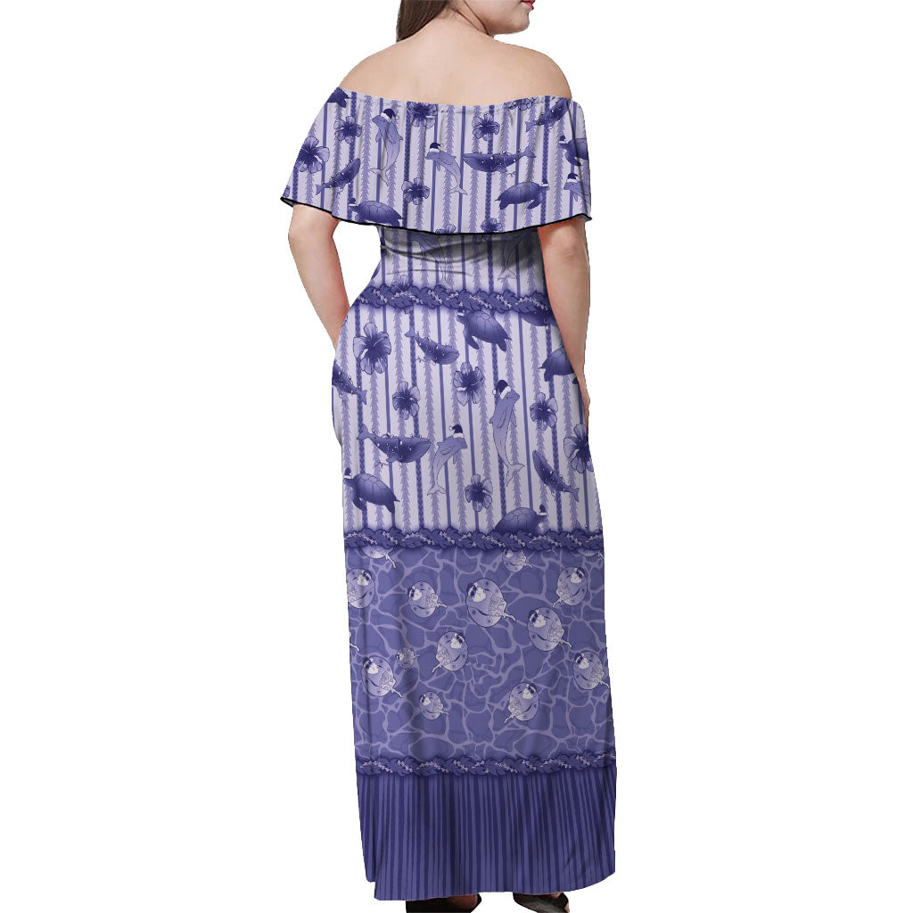 Hawaii Christmas In July Off Shoulder Maxi Dress Amethyst Purple Mele Kalikimaka Sea Animals DT05 - Polynesian Pride