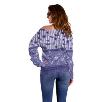 Hawaii Christmas In July Off Shoulder Sweater Amethyst Purple Mele Kalikimaka Sea Animals