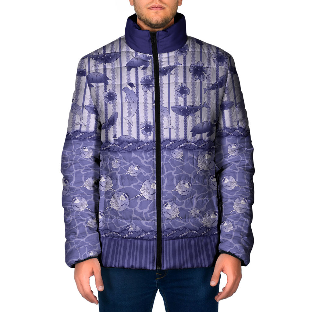 Hawaii Christmas In July Padded Jacket Amethyst Purple Mele Kalikimaka Sea Animals DT05 Men Purple - Polynesian Pride