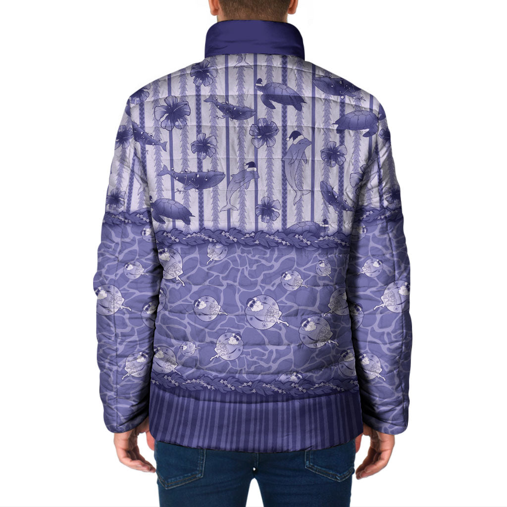 Hawaii Christmas In July Padded Jacket Amethyst Purple Mele Kalikimaka Sea Animals