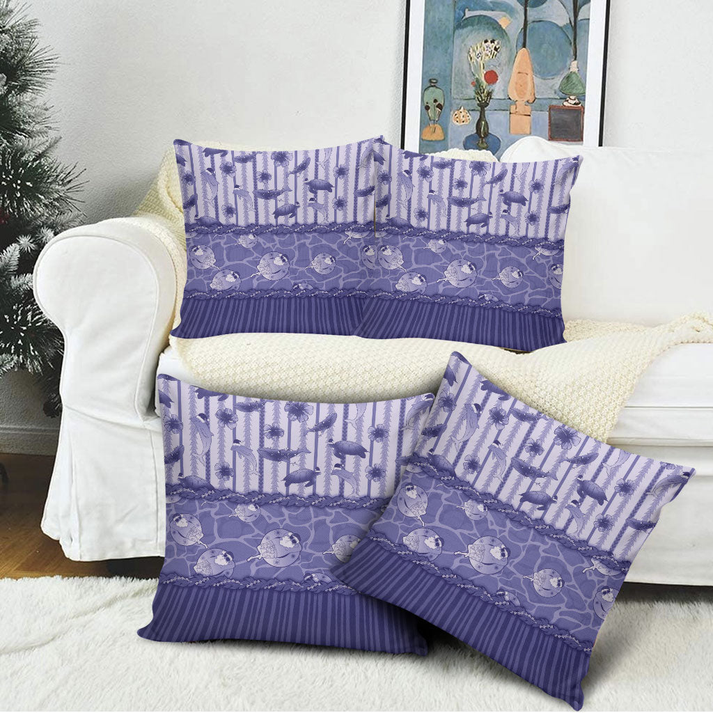 Hawaii Christmas In July Pillow Cover Amethyst Purple Mele Kalikimaka Sea Animals DT05 - Polynesian Pride