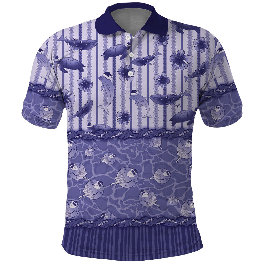 Hawaii Christmas In July Polo Shirt Amethyst Purple Mele Kalikimaka Sea Animals DT05 Purple - Polynesian Pride