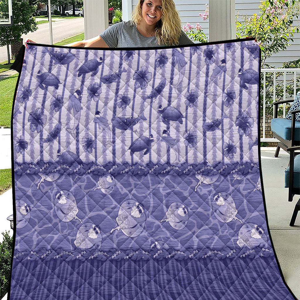 Hawaii Christmas In July Quilt Amethyst Purple Mele Kalikimaka Sea Animals DT05 Purple - Polynesian Pride