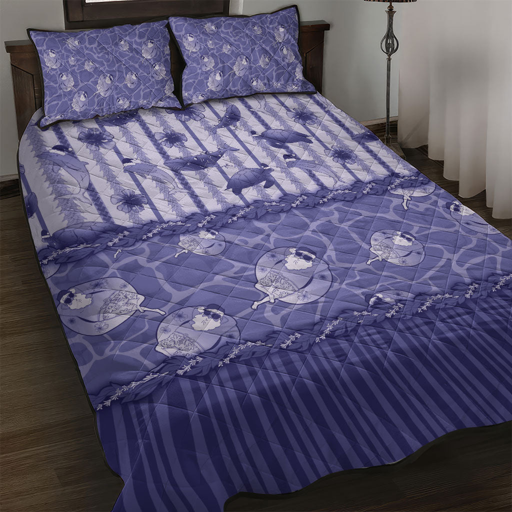 Hawaii Christmas In July Quilt Bed Set Amethyst Purple Mele Kalikimaka Sea Animals DT05 Purple - Polynesian Pride