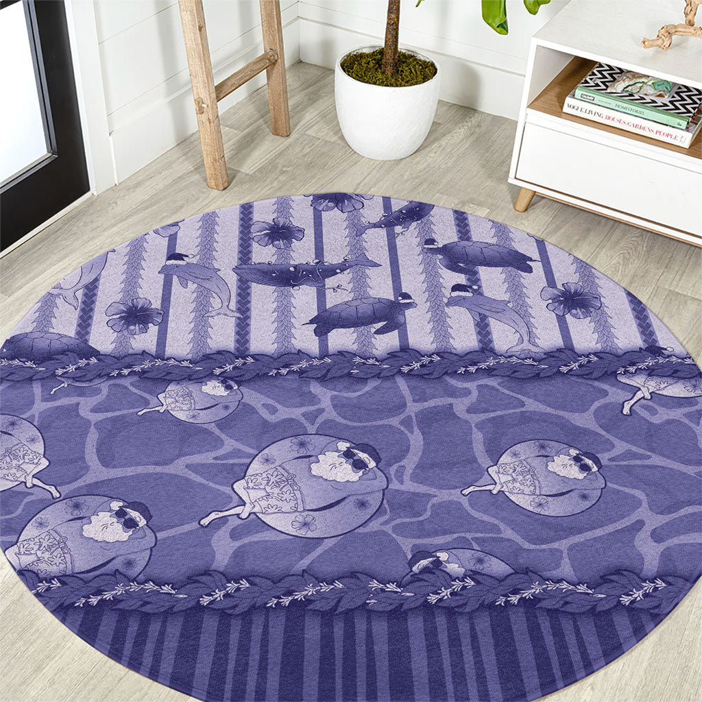 Hawaii Christmas In July Round Carpet Amethyst Purple Mele Kalikimaka Sea Animals DT05 Purple - Polynesian Pride