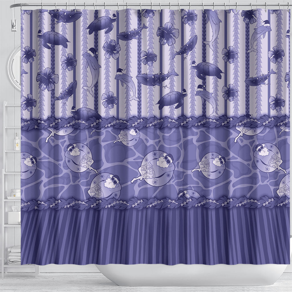 Hawaii Christmas In July Shower Curtain Amethyst Purple Mele Kalikimaka Sea Animals DT05 - Polynesian Pride
