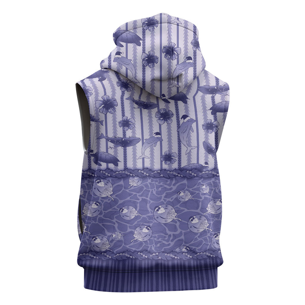 Hawaii Christmas In July Sleeveless Hoodie Amethyst Purple Mele Kalikimaka Sea Animals DT05 - Polynesian Pride
