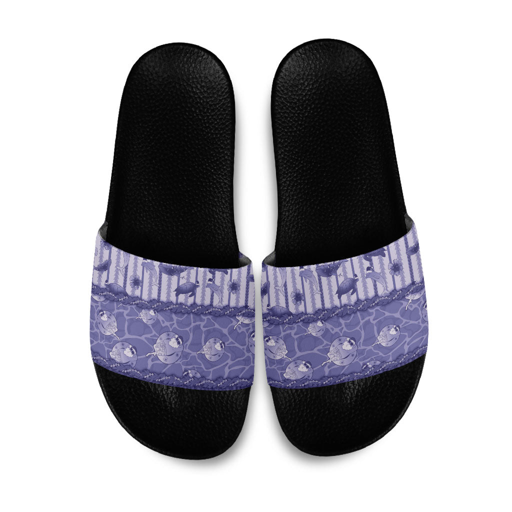 Hawaii Christmas In July Slide Sandals Amethyst Purple Mele Kalikimaka Sea Animals DT05 Purple - Polynesian Pride