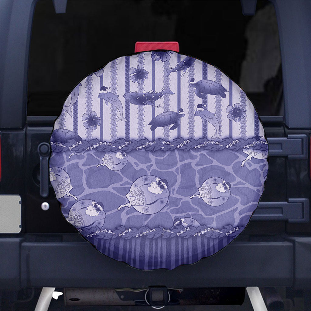 Hawaii Christmas In July Spare Tire Cover Amethyst Purple Mele Kalikimaka Sea Animals DT05 No hole Purple - Polynesian Pride
