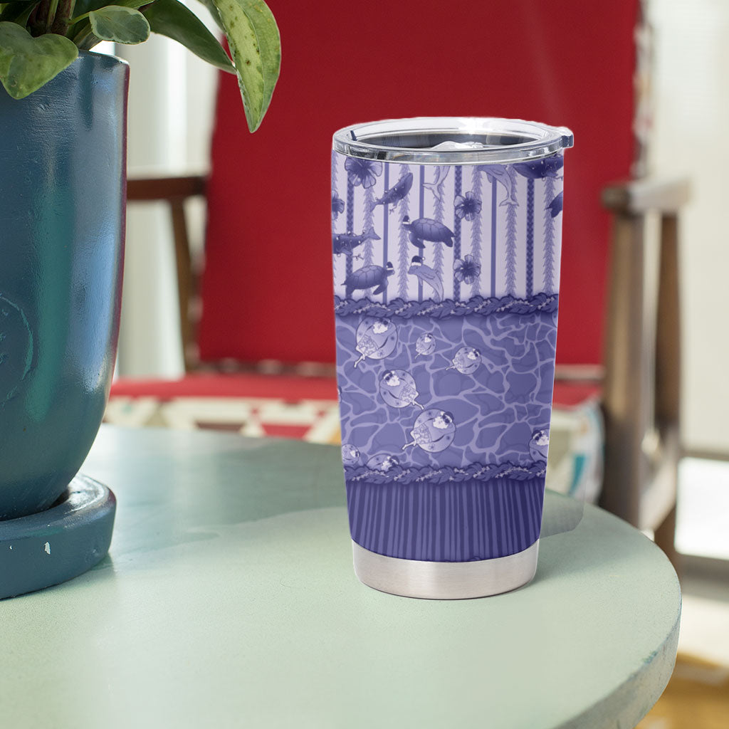 Hawaii Christmas In July Tumbler Cup Amethyst Purple Mele Kalikimaka Sea Animals DT05 - Polynesian Pride