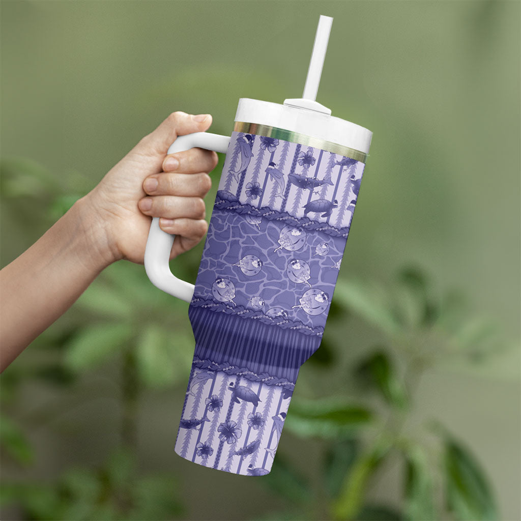 Hawaii Christmas In July Tumbler With Handle Amethyst Purple Mele Kalikimaka Sea Animals DT05 - Polynesian Pride