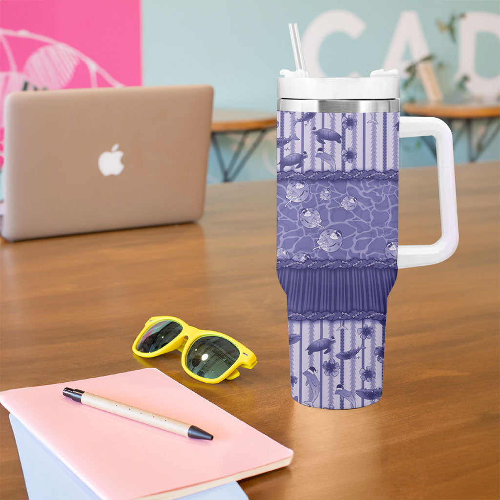Hawaii Christmas In July Tumbler With Handle Amethyst Purple Mele Kalikimaka Sea Animals DT05 - Polynesian Pride