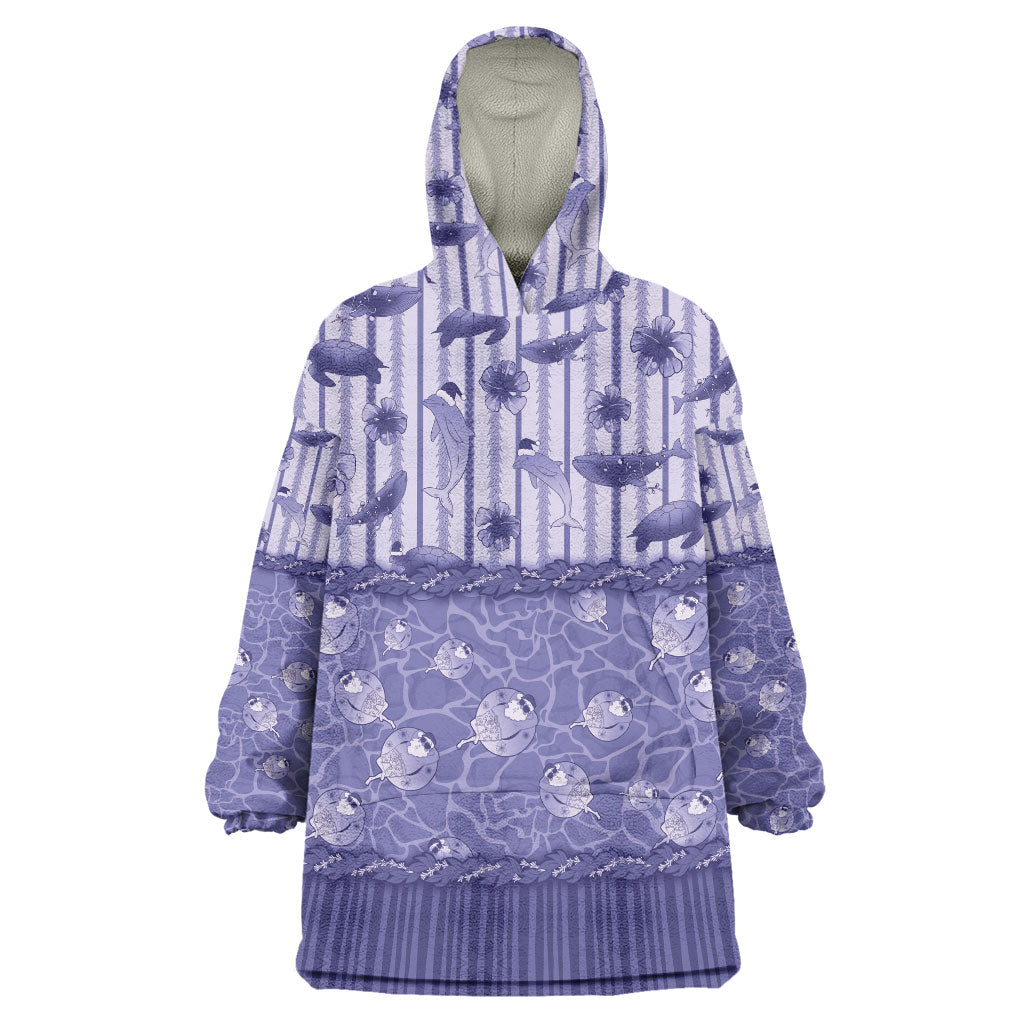 Hawaii Christmas In July Wearable Blanket Hoodie Amethyst Purple Mele Kalikimaka Sea Animals DT05 One Size Purple - Polynesian Pride