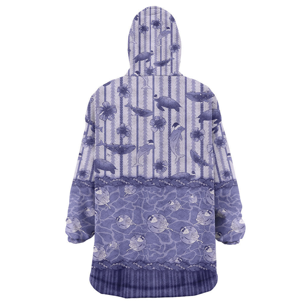 Hawaii Christmas In July Wearable Blanket Hoodie Amethyst Purple Mele Kalikimaka Sea Animals DT05 - Polynesian Pride