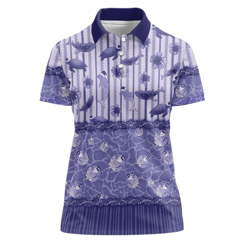 Hawaii Christmas In July Women Polo Shirt Amethyst Purple Mele Kalikimaka Sea Animals DT05 Female Purple - Polynesian Pride