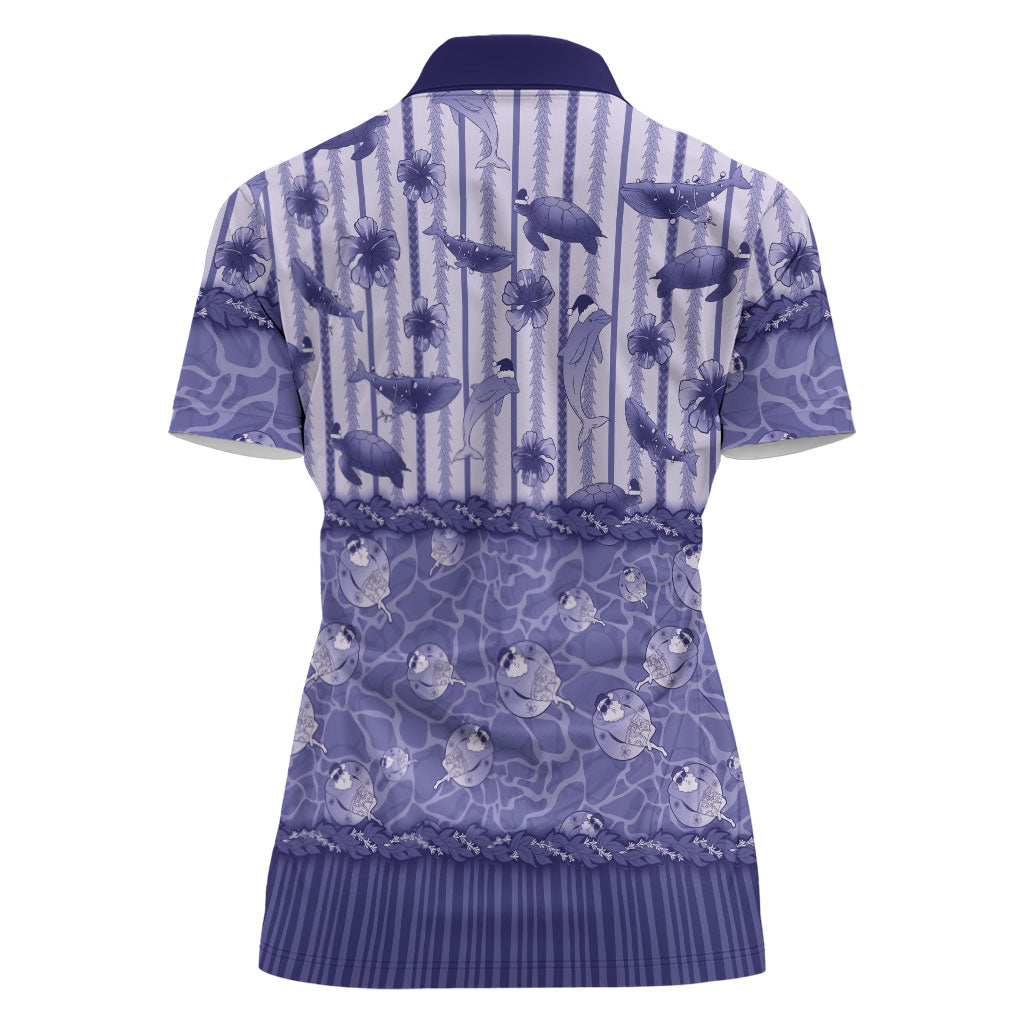 Hawaii Christmas In July Women Polo Shirt Amethyst Purple Mele Kalikimaka Sea Animals DT05 - Polynesian Pride