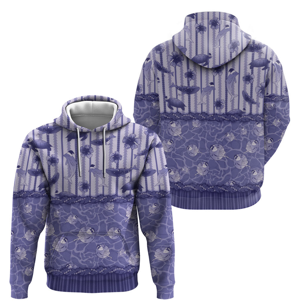 Hawaii Christmas In July Zip Hoodie Amethyst Purple Mele Kalikimaka Sea Animals DT05 - Polynesian Pride