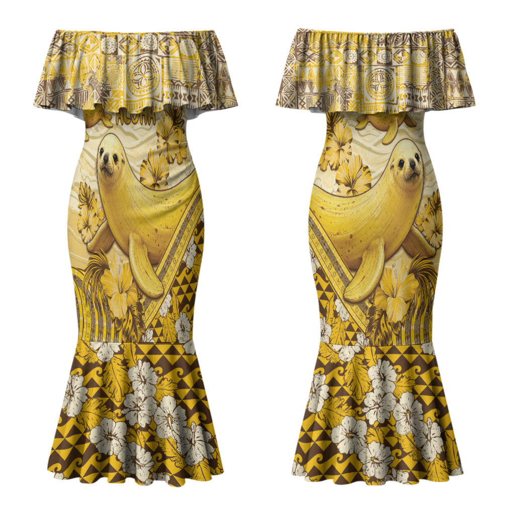 Hawaii Banana Seal Couples Matching Mermaid Dress and Hawaiian Shirt Ilio Holo I Ka Uaua Aloha DT05 - Polynesian Pride