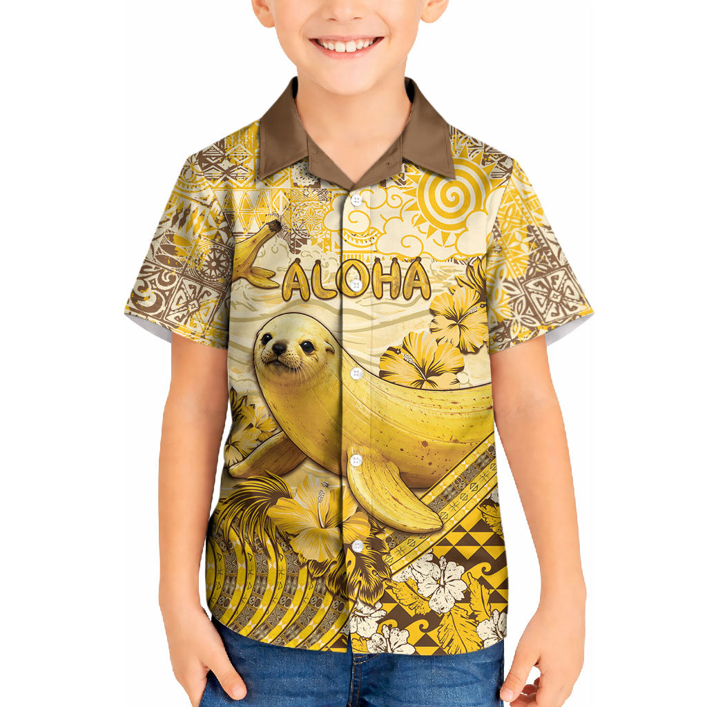 Hawaii Banana Seal Kid Hawaiian Shirt Ilio Holo I Ka Uaua Aloha DT05 Kid Yellow - Polynesian Pride