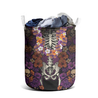 Hawaii Halloween Laundry Basket Skeleton Bones Flower Lei Tropical Floral DT05 - Polynesian Pride