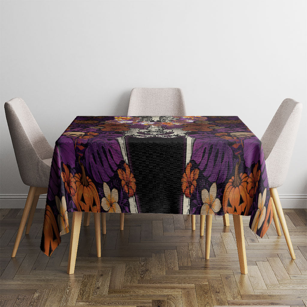 Hawaii Halloween Tablecloth Skeleton Bones Flower Lei Tropical Floral DT05 - Polynesian Pride