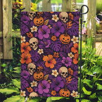 Hawaii Halloween Garden Flag Skeleton Pumpkin Hawaiian Flower Tribal DT05 Garden Flag Purple - Polynesian Pride