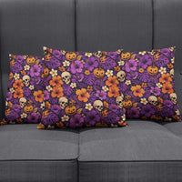 Hawaii Halloween Pillow Cover Skeleton Pumpkin Hawaiian Flower Tribal DT05 - Polynesian Pride
