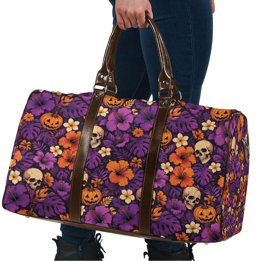 Hawaii Halloween Travel Bag Skeleton Pumpkin Hawaiian Flower Tribal DT05 - Polynesian Pride
