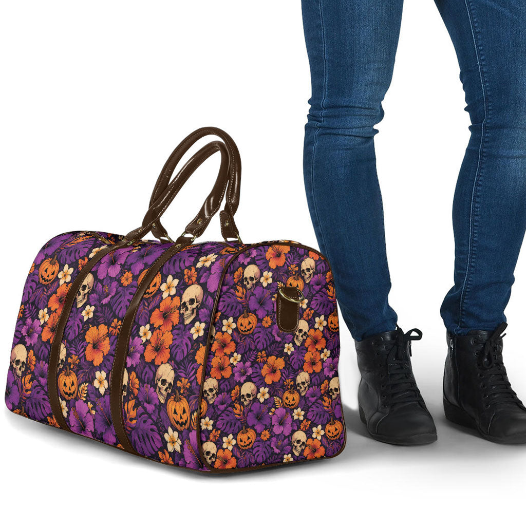 Hawaii Halloween Travel Bag Skeleton Pumpkin Hawaiian Flower Tribal DT05 - Polynesian Pride