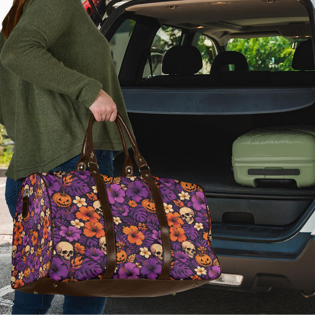 Hawaii Halloween Travel Bag Skeleton Pumpkin Hawaiian Flower Tribal DT05 - Polynesian Pride