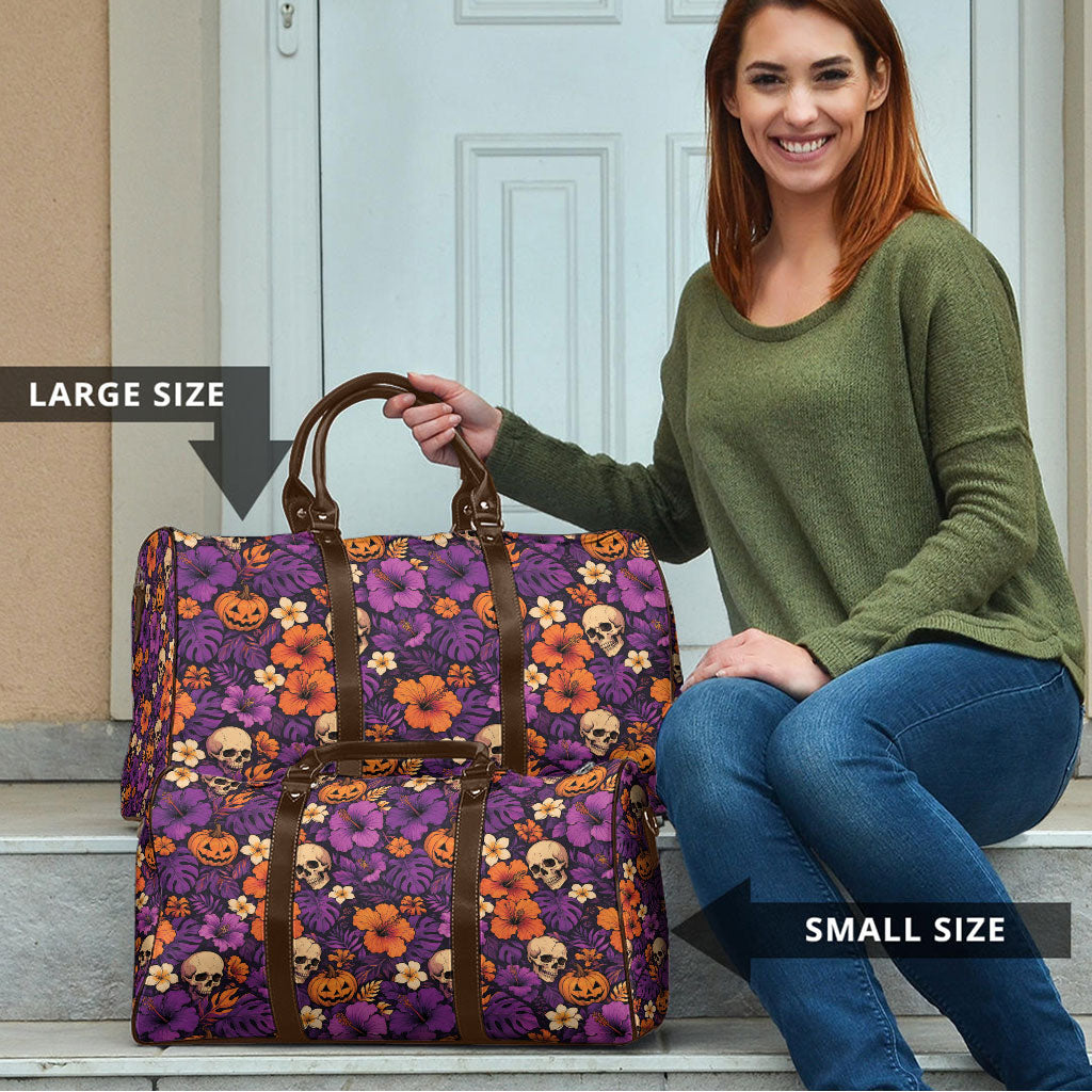 Hawaii Halloween Travel Bag Skeleton Pumpkin Hawaiian Flower Tribal DT05 - Polynesian Pride