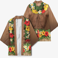 Muscle Hairy Hawaii 3D Funny Graphic Kimono Six Pack Abs Flower Lei Luau Prank DT05 - Polynesian Pride