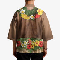 Muscle Hairy Hawaii 3D Funny Graphic Kimono Six Pack Abs Flower Lei Luau Prank DT05 - Polynesian Pride