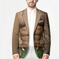 Warrior Muscle Tattoo 3D Funny Graphic Blazer Six Pack Abs Bone Necklace Leaf Skirt DT05 - Polynesian Pride