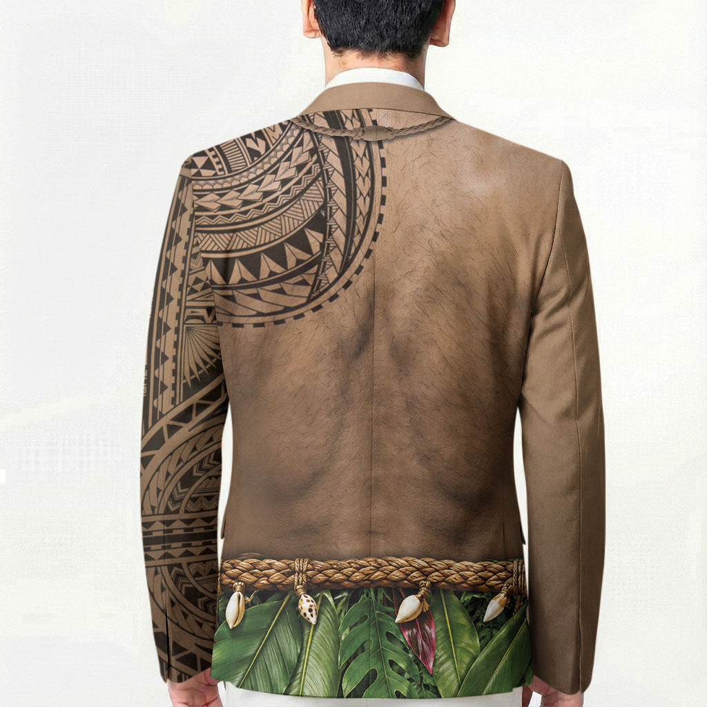 Warrior Muscle Tattoo 3D Funny Graphic Blazer Six Pack Abs Bone Necklace Leaf Skirt DT05 - Polynesian Pride