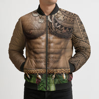 Warrior Muscle Tattoo 3D Funny Graphic Bomber Puffer Jacket Six Pack Abs Bone Necklace Leaf Skirt DT05 - Polynesian Pride