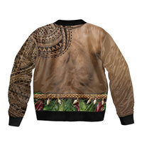 Warrior Muscle Tattoo 3D Funny Graphic Sleeve Zip Bomber Jacket Six Pack Abs Bone Necklace Leaf Skirt DT05 - Polynesian Pride