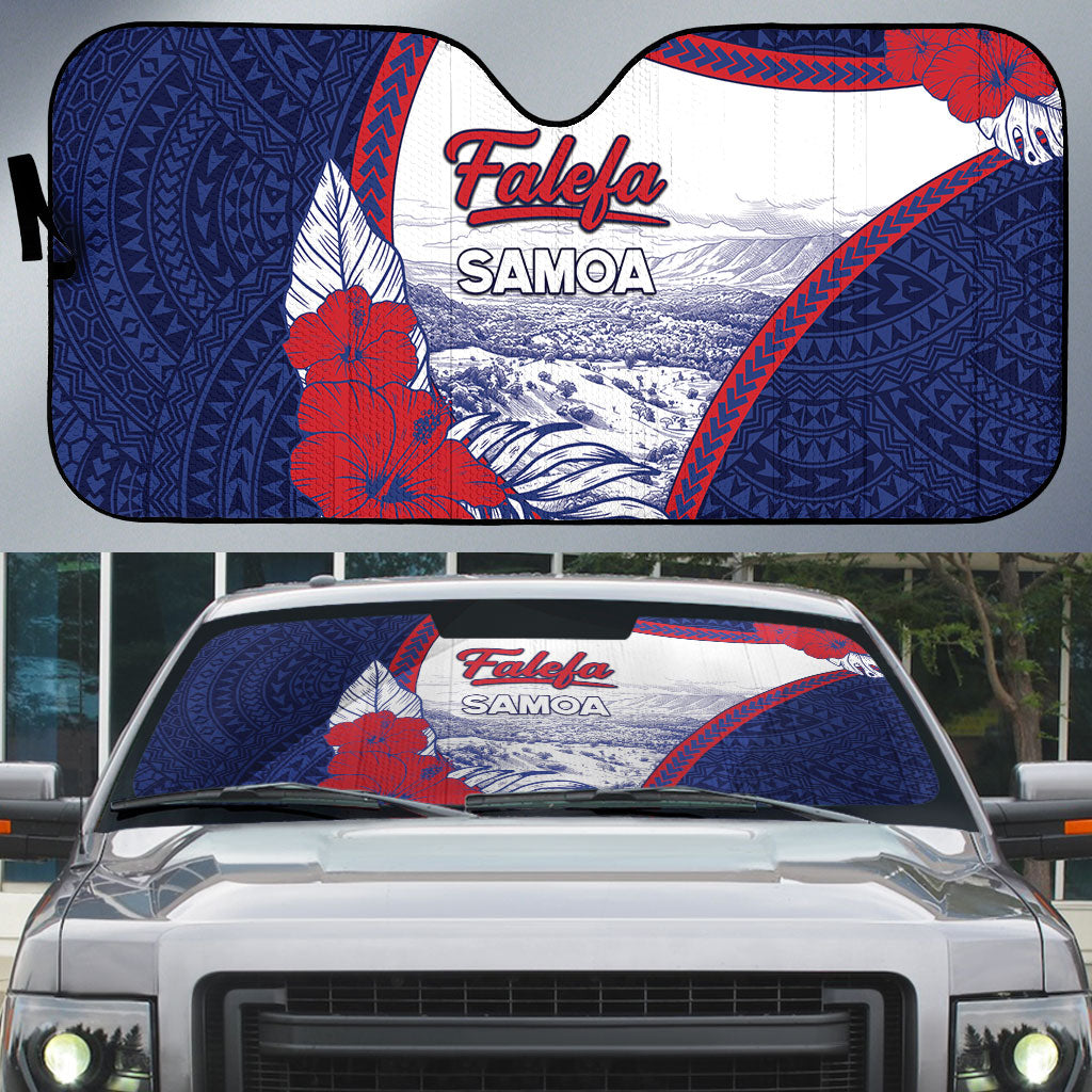 Falefa Samoa Village Auto Sun Shade Valley Polynesian Tribal Hibiscus Floral