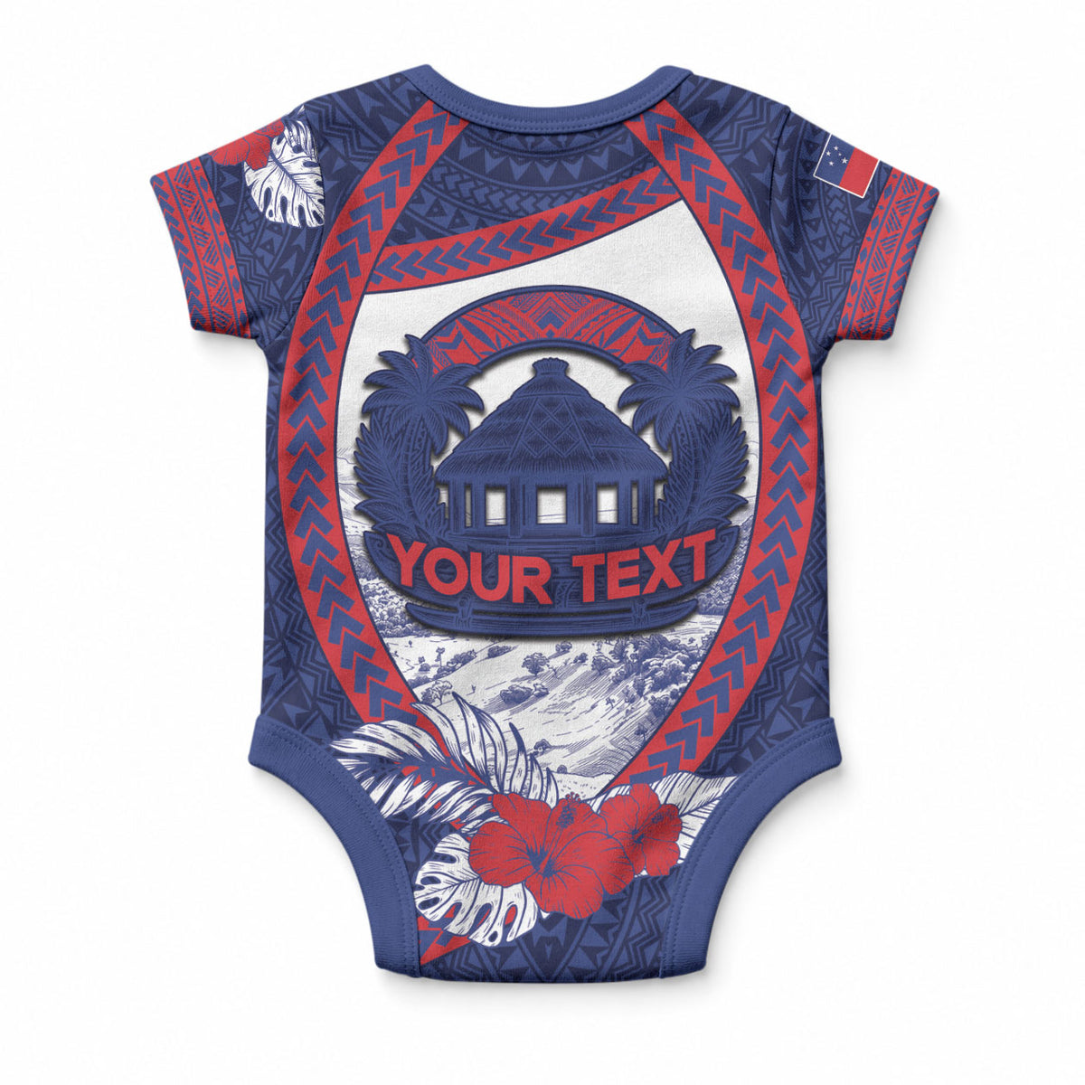 Personalised Falefa Samoa Village Baby Onesie Valley Polynesian Tribal Hibiscus Floral